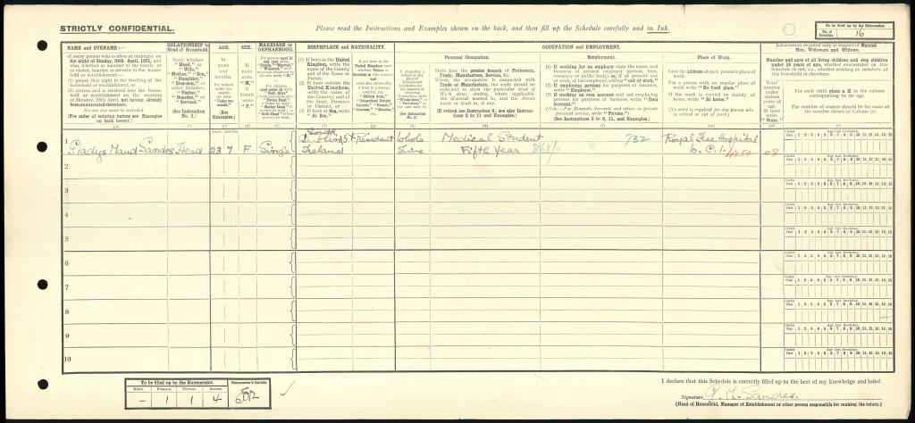Census record for Gladys M Sandes