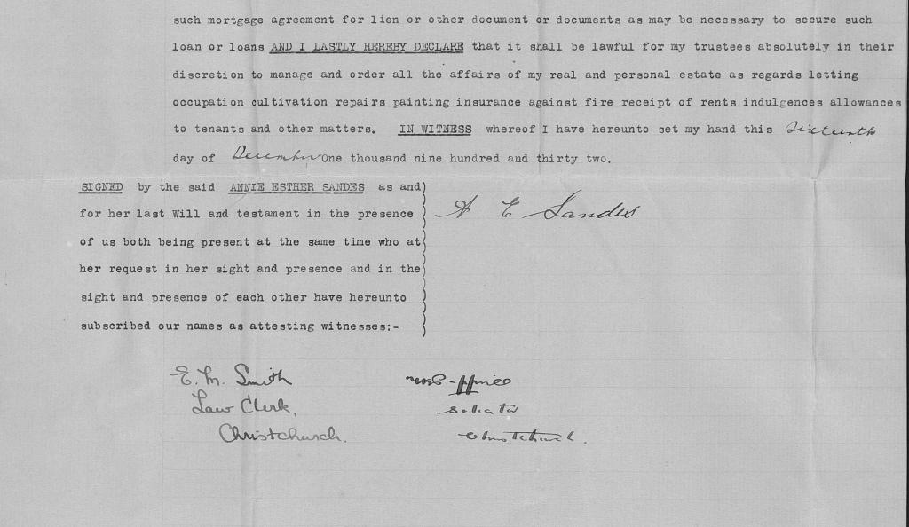 Last will and testament - Annie Esther Tansey