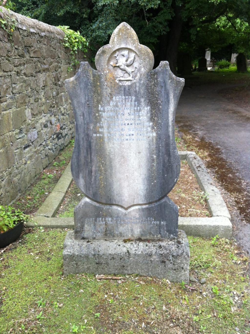 Headstone of Charles Sandes and Mildred Brown at Clontarf cemetery, Dublin.