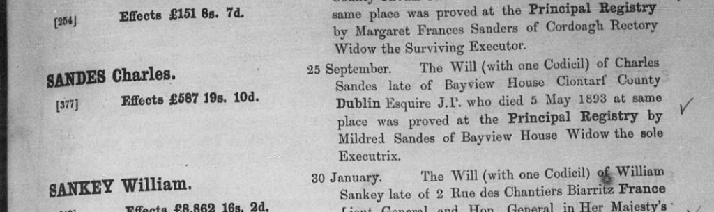 Probate record for Charles Sandes