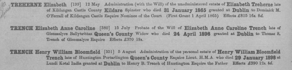 Probate record for Elizabeth Anne Caroline Sandes