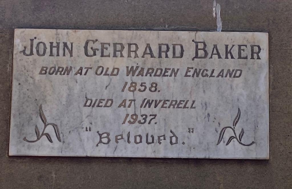 Headstone of John Gerrard Baker at Inverell
