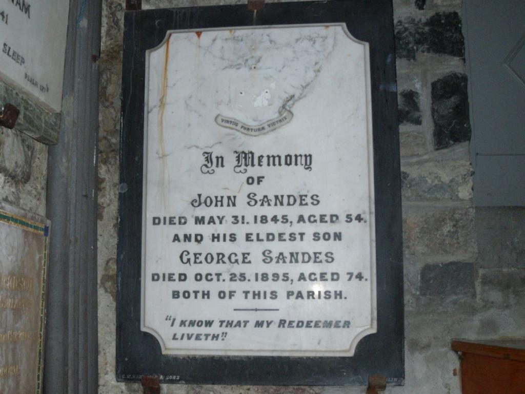 Plaque in honour of John Sandes at the Listowel Heritage Center (formerly the protestant church), Listowel.