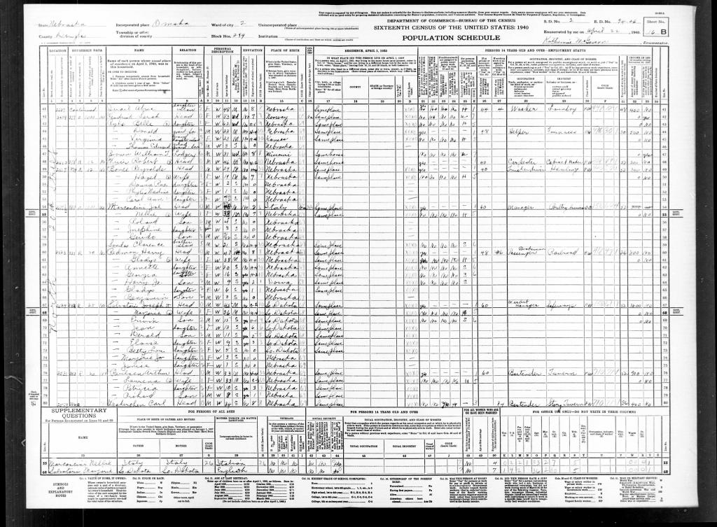 US Census 1940 for Joseph G Marconcini and household.