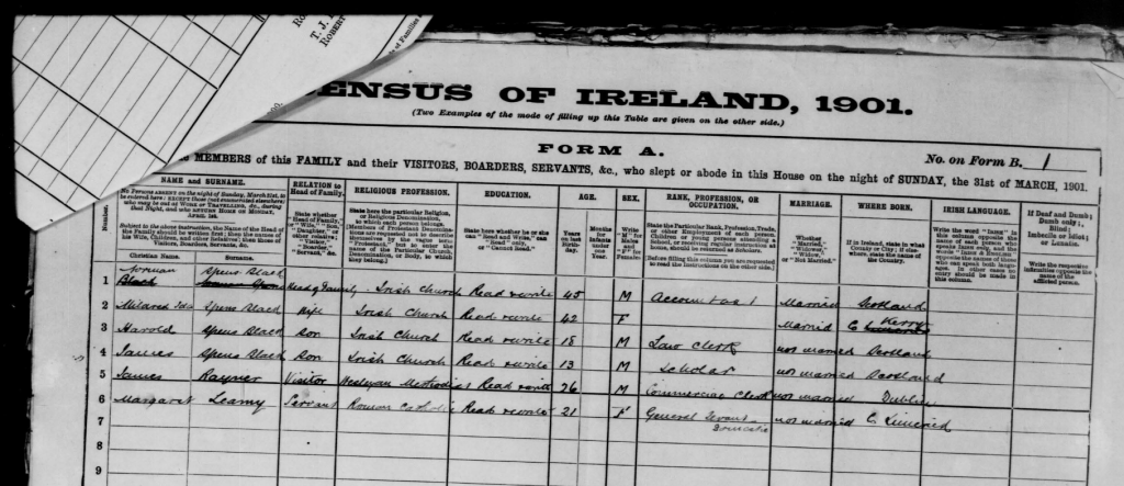 Census record for Norman Sands Spens Black and family.