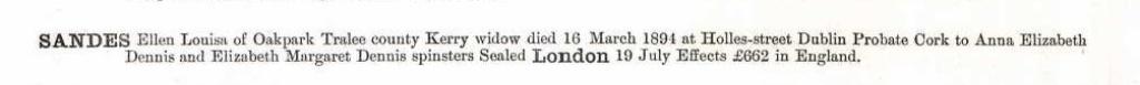 Probate record for Ellen Louisa Dennis