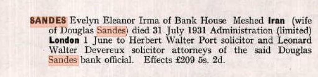 Probate record for Evelyn Eleanor Irma Sawyer