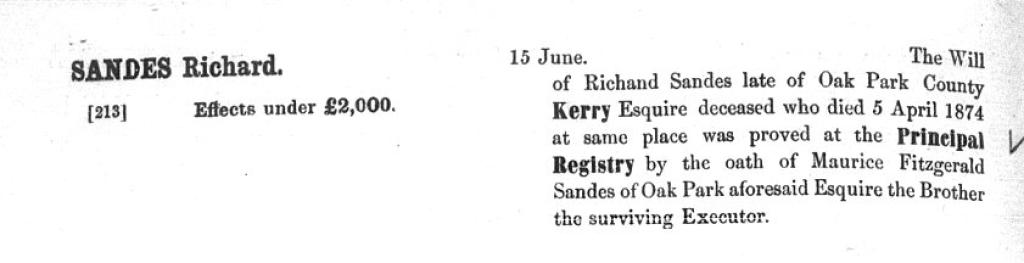 Probate record for Richard Sandes