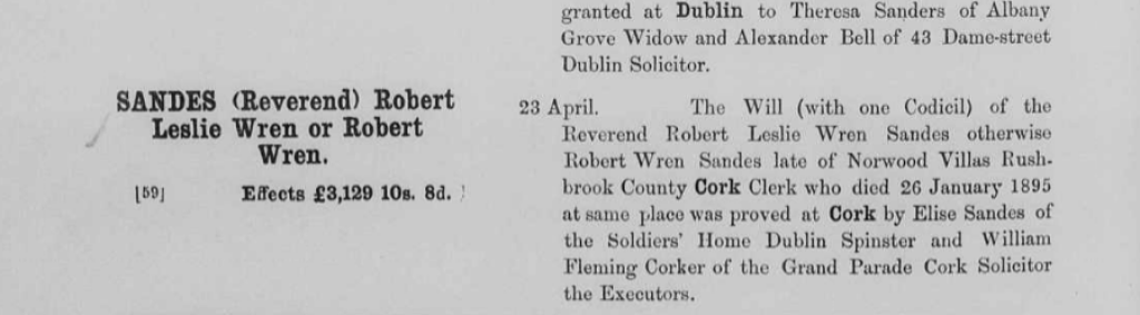 Probate record for Robert Wren Sandes