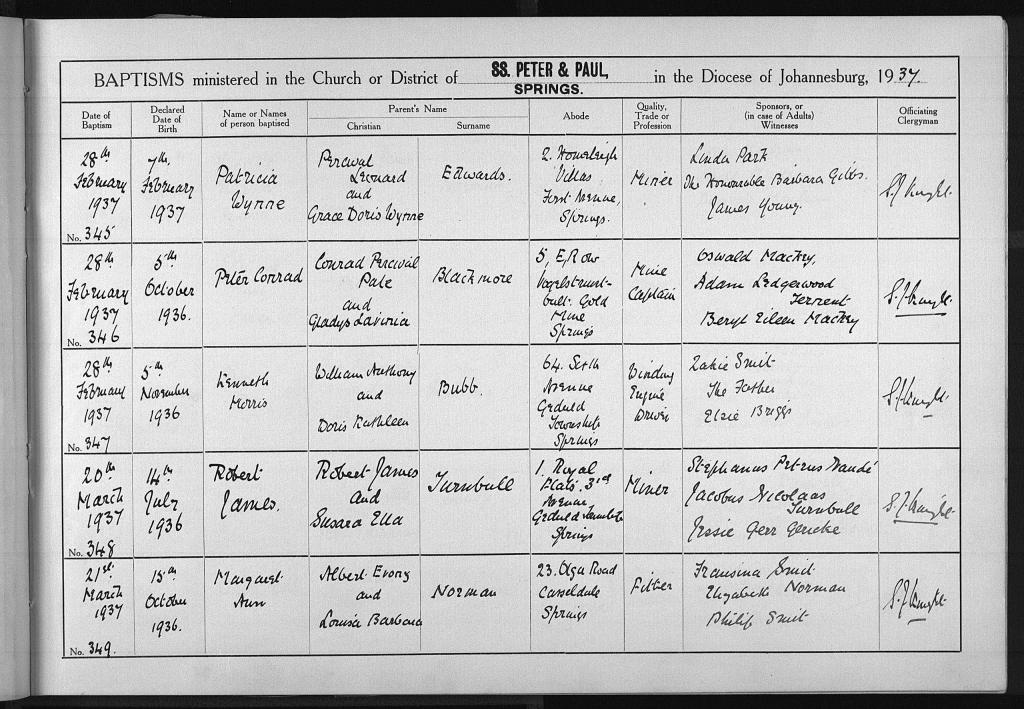Peter Conrad Blackmore - baptism record