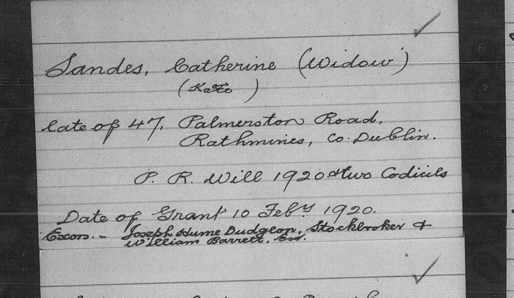 Probate record for Catherine Waters