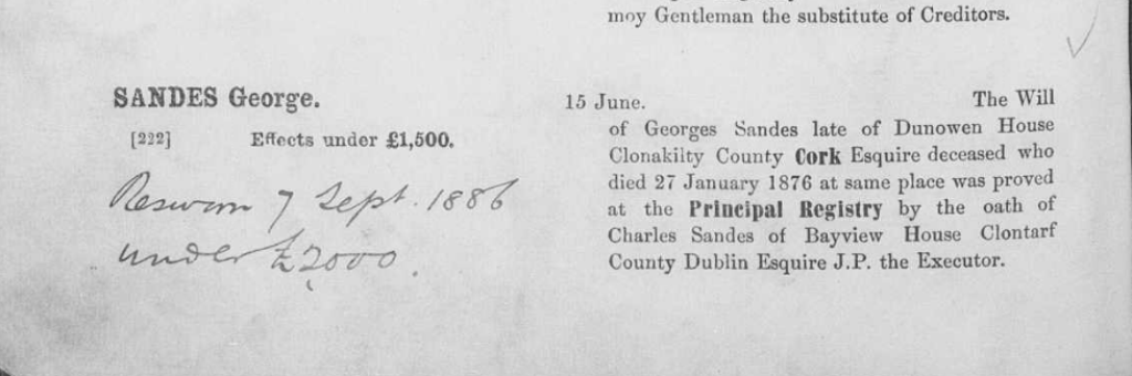 Probate record for George Sandes