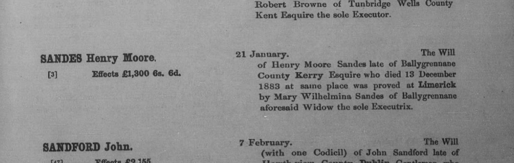 Probate record for Henry Moore Sandes