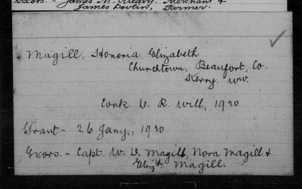 Probate record for Honoria Elizabeth Sandes