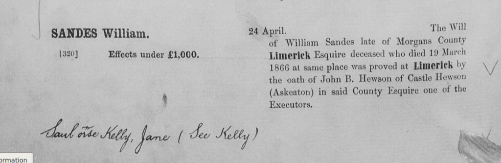 Probate record for William Sandes