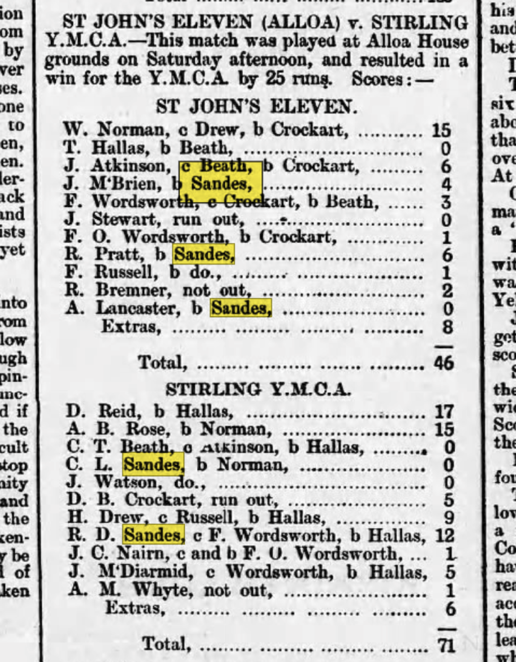 Bridge of Allen Gazette reports on a cricket match