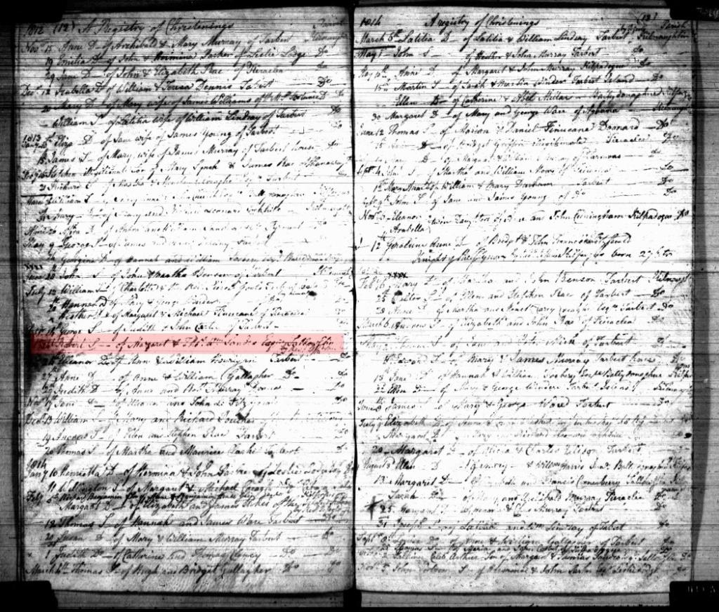 Baptism record for Robert Sandes