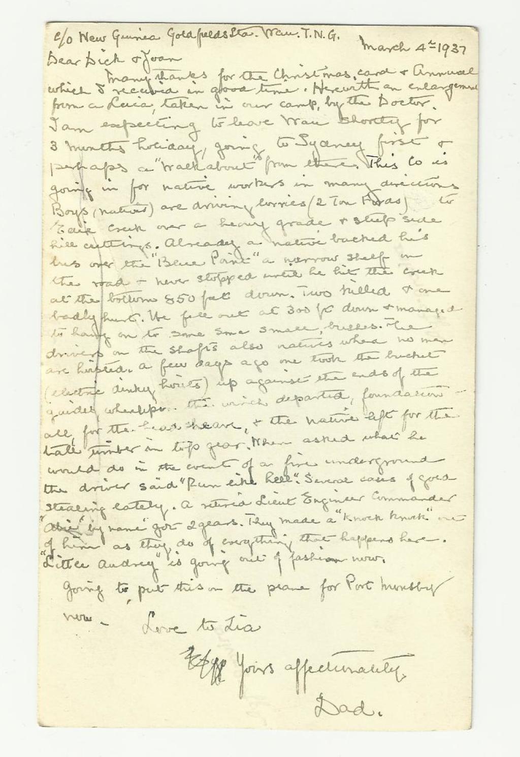 Samuel Dickson Sandes II - letter to his son