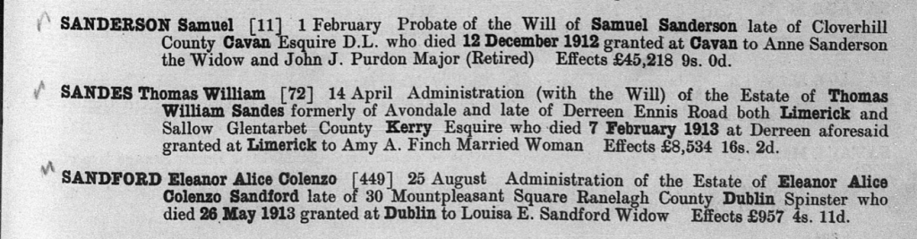 Probate record for Thomas William Sandes